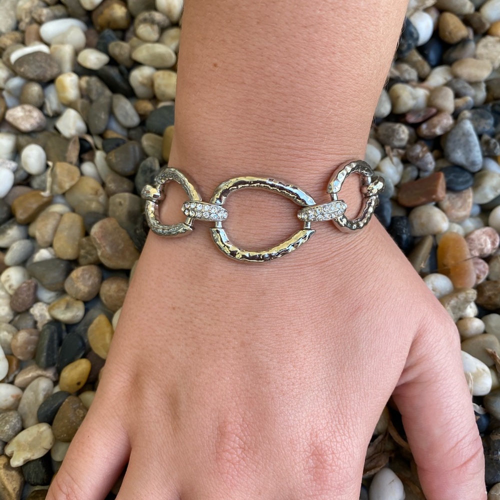 Silver & CZ link bracelet.